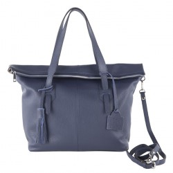 Hand bag, Flavia Blue, leather