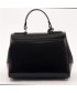 Hand bag, Jewell Black, and beige, shiny leather, made in Italy