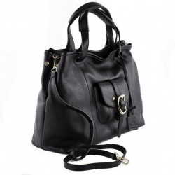Shoulder bag, Brunette, Black, genuine leather