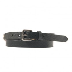 Belt, Ludo Black, leather with ivory inserts, sports
