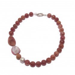 Necklace, Chloe Pink, agate ea aventurine red, made in Italy, limited edition