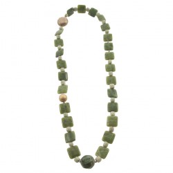 Collier, Hebe Vert, perles, jade et crisocolla, fabriqué en Italie, édition limitée