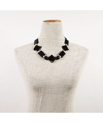 Collar, Daphne negro, onyx de rayas, de perlas, de hecho en Italia, edición limitada