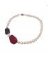 Collar, perlas, Oro, raíz de ruby, lapislázuli azul y plata, hecho en Italia, edición limitada
