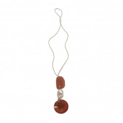 Necklace, Carnelian, jade, carnelian, pearls and silver, made in Italy, limited edition