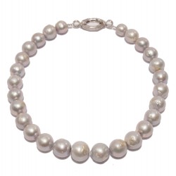 Halskette, Ari, perlen in grau und silber, made in Germany, limited edition