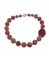 Necklace, Lorraine, stones, lava, coral, jade, red and silver, made in Italy, limited edition