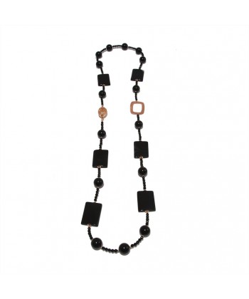 Necklace, Iolanda, pearls, onyx, onyx striated and silver, made in Italy, limited edition