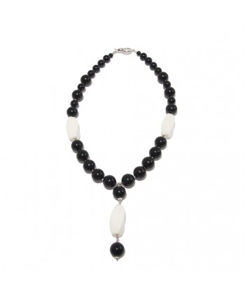 Necklace, Mariella, pearls, onyx, agate, and silver, made in Italy, limited edition