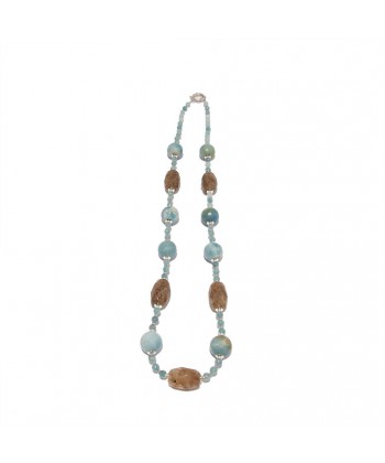 Necklace, Iole, in stones, opal, blue, quartz, rutile, agate striated and silver, made in Italy, limited edition
