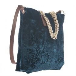 Hand bag, Florinda Blue velvet, made in Italy