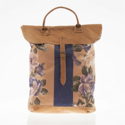 Bolsa mochila, Brunilda Barro, cuero y tela, hecho en Italia