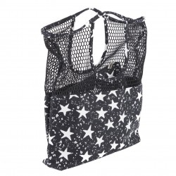 Bolso de hombro, Brigitta Negro con Estrellas, de la Tela