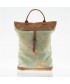 Bag backpack, Brunhilda Green, leather and fabric, made in Italy