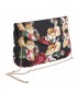 Bag clutch, Sandra Black with Flowers, fabric