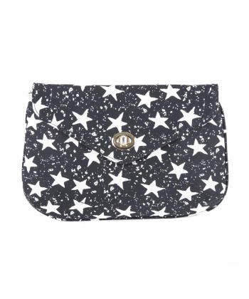 Bolsa de embrague, Sandra color Negro, con Estrellas, de la tela