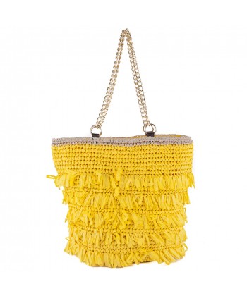 Hand bag, Cosima Yellow, raffia