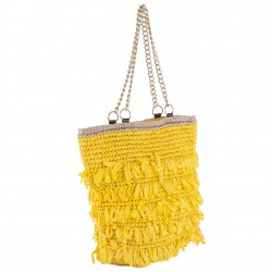 Hand bag, Cosima Yellow, raffia