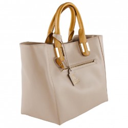 Handtasche, Eleonora beige, leder, made in Italy