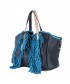 Hand bag, Ilaria Blue, leather, made in Italy