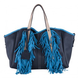 Handtasche, Ilaria Blau, leder, made in Italy