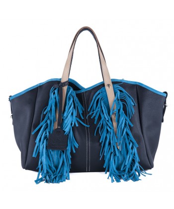 Hand bag, Ilaria Blue, leather, made in Italy