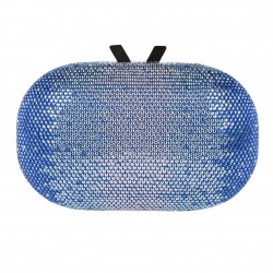Bag clutch, Ilda Blue fabric with stones