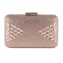Bag clutch, Orietta Pink fabric with rhinestones and synthetic stones
