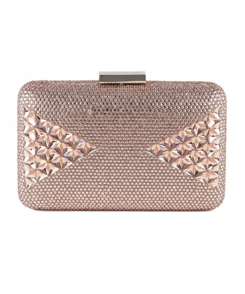 Bag clutch, Orietta Pink fabric with rhinestones and synthetic stones