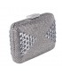 Bag clutch, Orietta Grey fabric with rhinestones and synthetic stones
