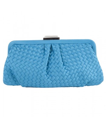 Bag clutch, Loire Blue, Clear, fabric braided