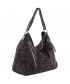 Shoulder bag, Valeria Black, leather and fabric