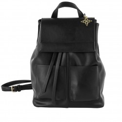 Bolsa mochila, Betty, en imitación de cuero color negro