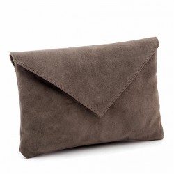 Bag clutch, Margot Grey, in suede leather, made in Italy