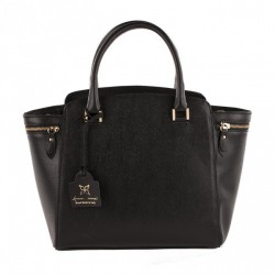 Hand bag, Standard Black, leather, made in Italy
