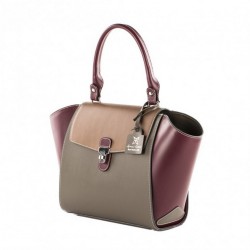 Handbag, Fabiola Violet, leather, made in Italy