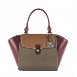 Handbag, Fabiola Violet, leather, made in Italy