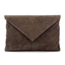 Bag clutch, Margot Green suede leather, made in Italy