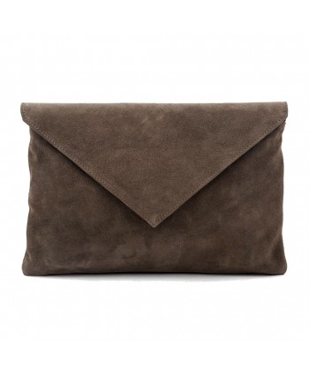 Bag clutch, Margot Green suede leather, made in Italy