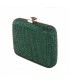 Bag clutch bag, Nadia, Green, satin with rhinestone