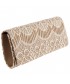 Bag clutch, Navy beige, fabric of satin and lace