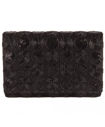 Bag clutch, Miranda black, embroidered fabric