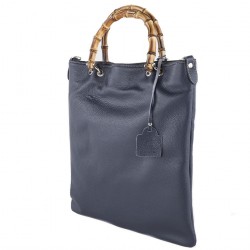 Hand bag, Tsarina blue, genuine leather