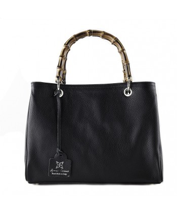 Hand bag, Thecla black, genuine leather