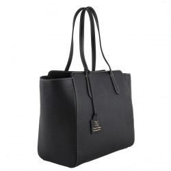 Shoulder bag, Tosca, black, genuine leather