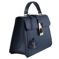 Hand bag, Felicia blue, genuine leather