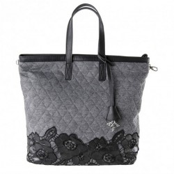 Hand bag, company registration grey, quilted fabric