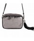 Shoulder bag, Amalia silver, in eco-leather, laminated