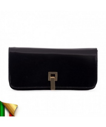 Bag clutch, Kim Black, shiny leather