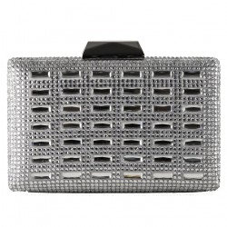 Bag clutch, Worth white, in satin and crystals